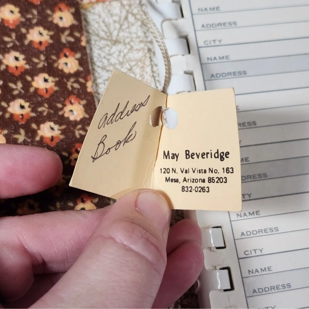 Vintage Handmade Patchwork Address Book Floral Cross Stitch Phone Cottagecore